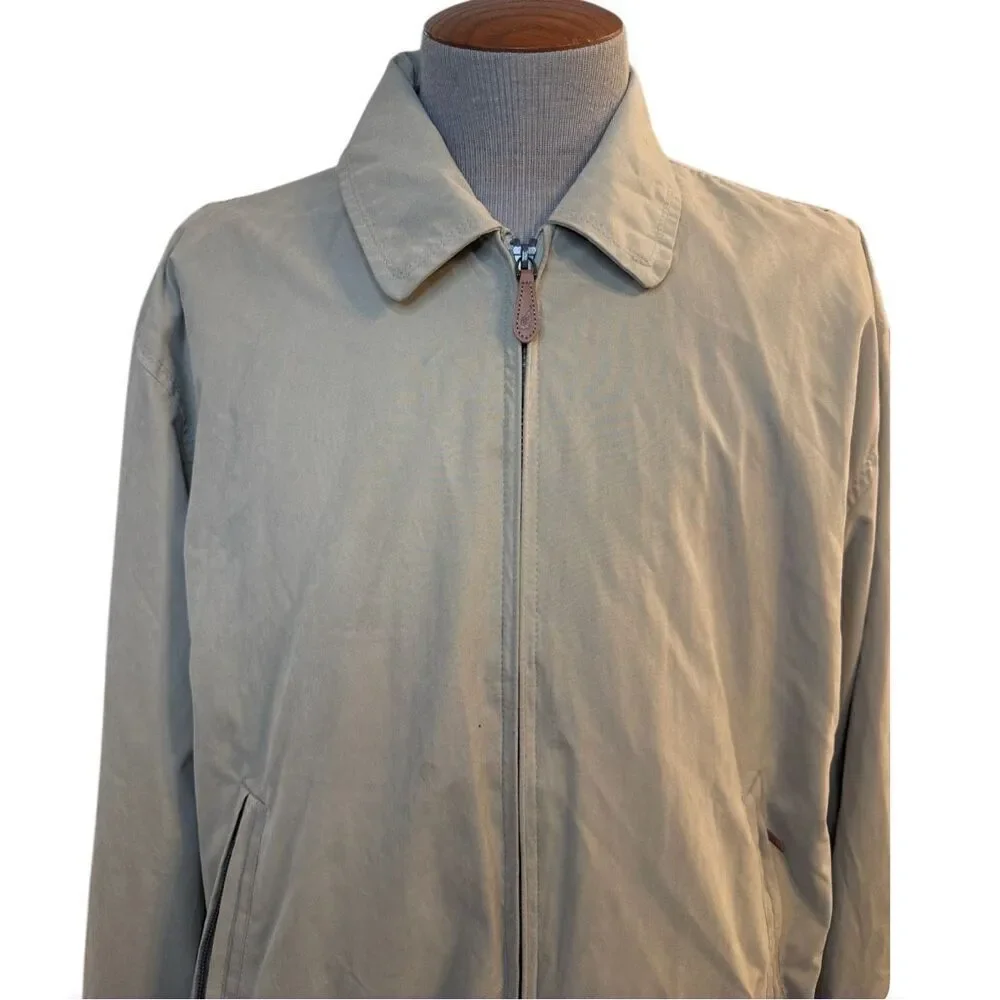 London Fog Retro Classic Khaki Jacket Mesh Lined Men's Size Large L Windbreaker
